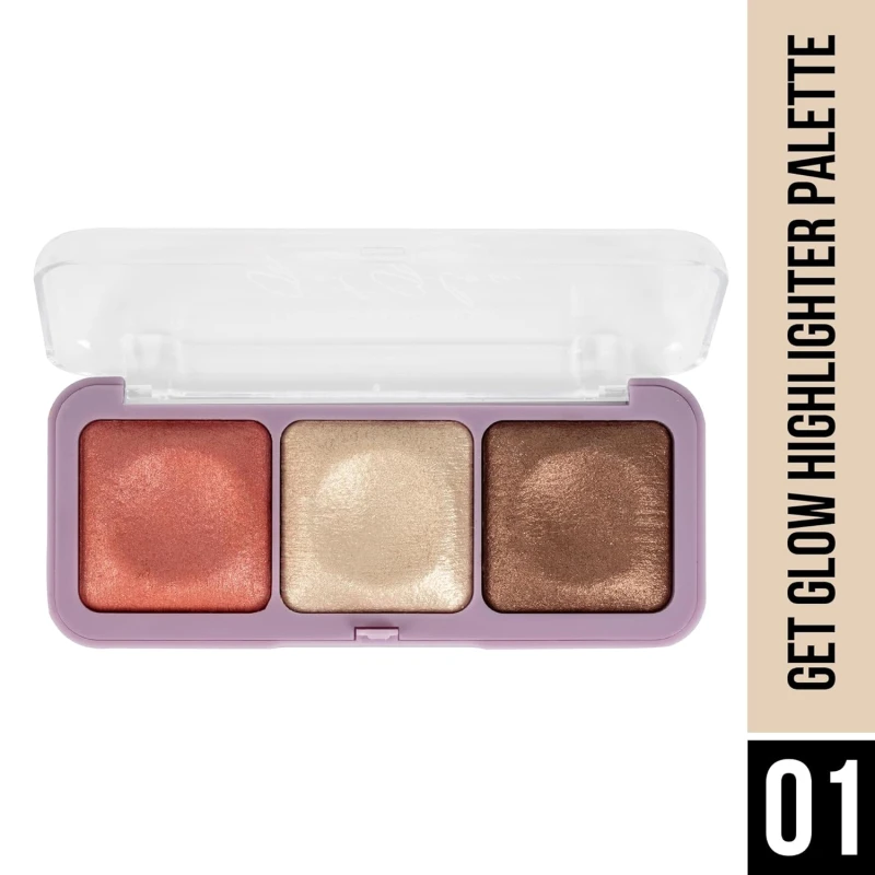 Hilary Rhoda Get Glow Highlighter Palette | Ultra Blendable & Long Lasting | Shimmer Finish & Illuminating Glow | Highly Pigmented & Easy To Blend Shades | 3 Shades in 1 Palette - 15g (Shade - 01) thumbnail 2